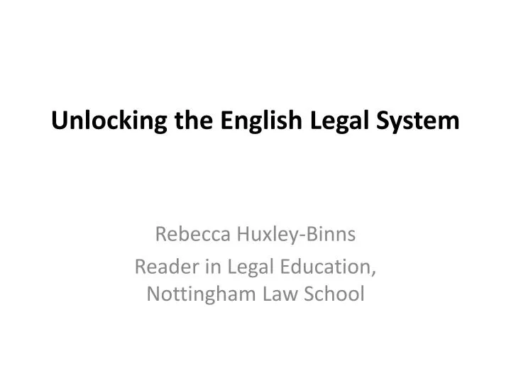 unlocking the english legal system