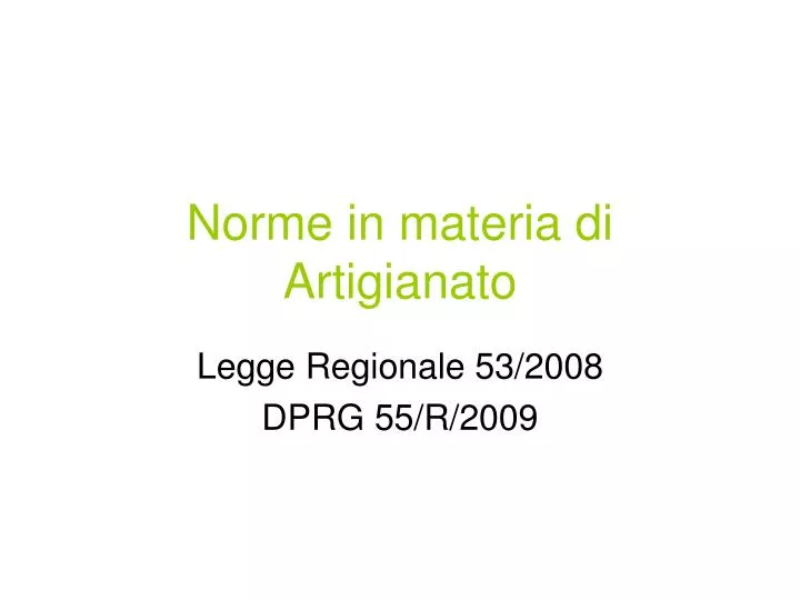 norme in materia di artigianato