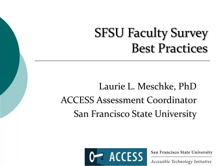 sfsu faculty survey best practices