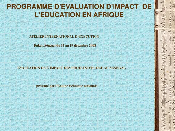 programme d evaluation d impact de l education en afrique