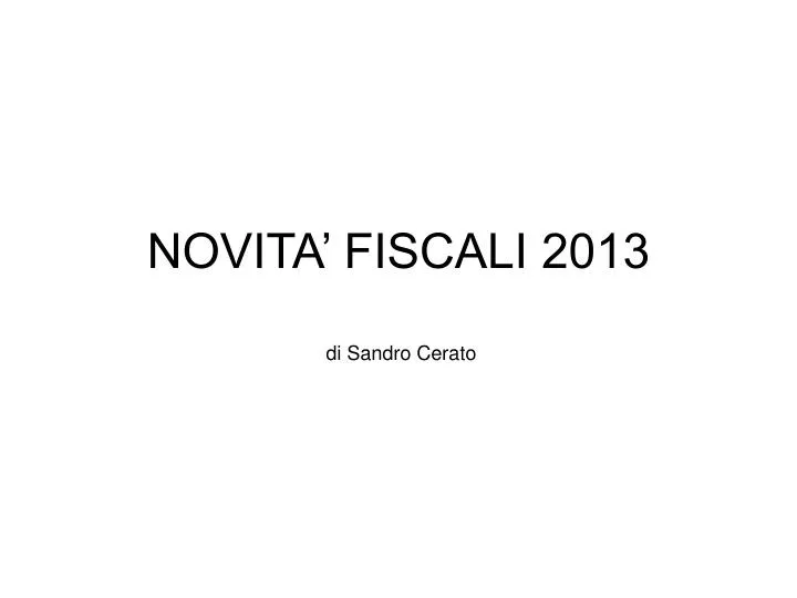 novita fiscali 2013