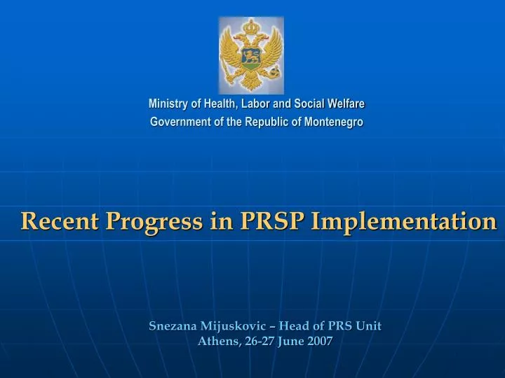 recent progress in prsp implementation