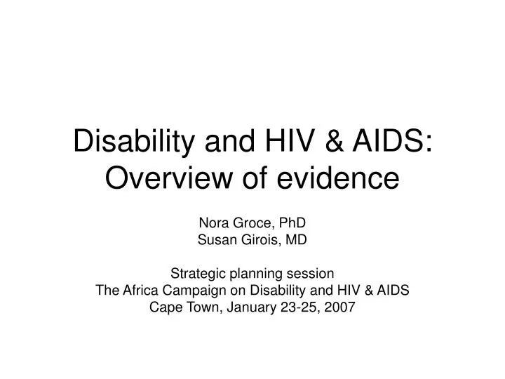 disability and hiv aids overview of evidence