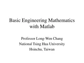 Basic Engineering Mathematics with Matlab