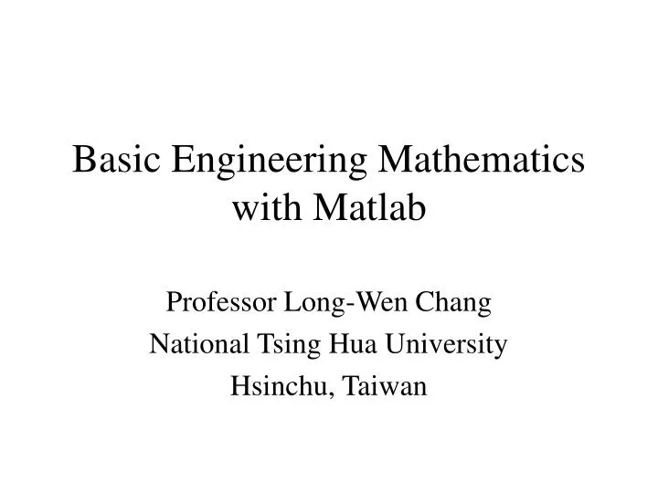 basic engineering mathematics with matlab