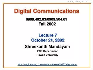 Digital Communications 0909.402.03/0909.504.01 Fall 2002
