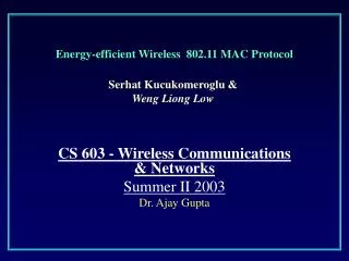 Energy-efficient Wireless 802.11 MAC Protocol