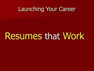 Launching Your Career
