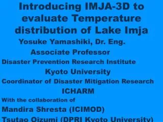 Introducing IMJA-3D to evaluate Temperature distribution of Lake Imja