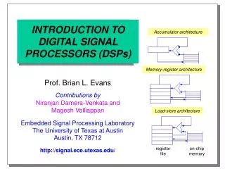 INTRODUCTION TO DIGITAL SIGNAL PROCESSORS (DSPs)