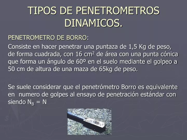 tipos de penetrometros dinamicos