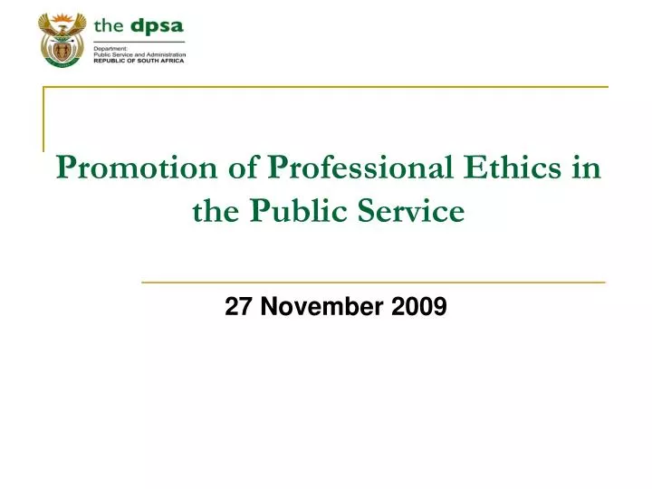 promotion of professional ethics in the public service