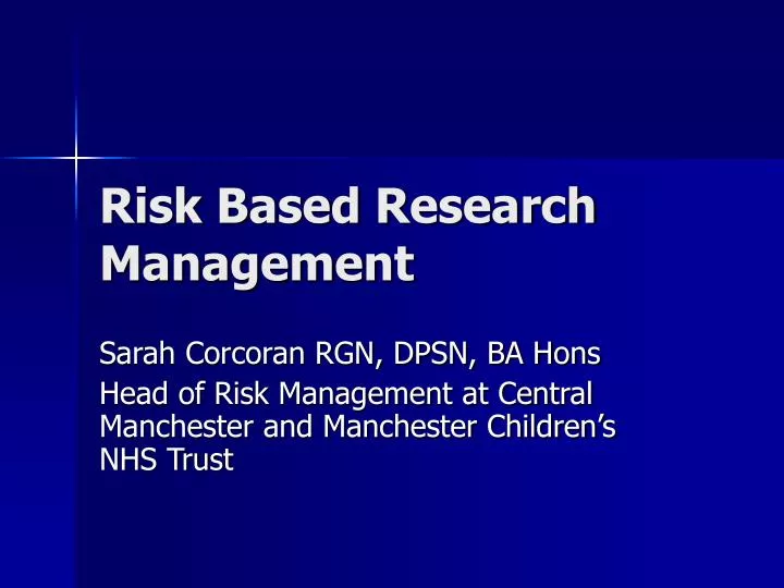 risk based research management