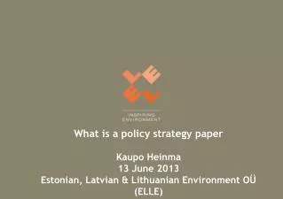 What is a policy strategy paper Kaupo Heinma 13 June 2013