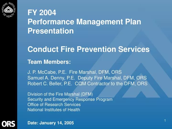 fy 2004 performance management plan presentation conduct fire prevention services