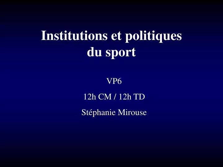 institutions et politiques du sport