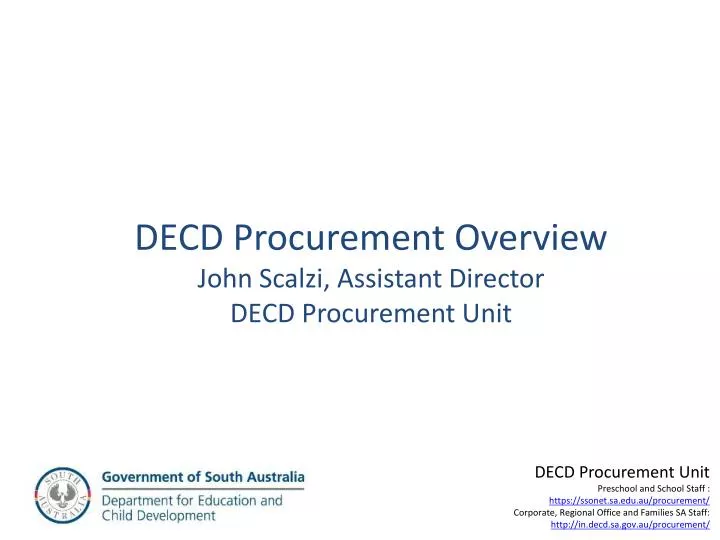 decd procurement overview john scalzi assistant director decd procurement unit