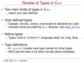 Review of Types in C++