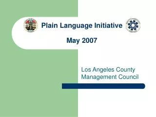 Plain Language Initiative May 2007