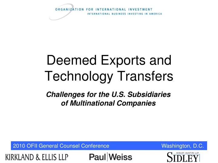 deemed exports and technology transfers