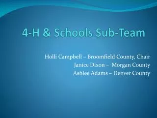 4-H &amp; Schools Sub-Team