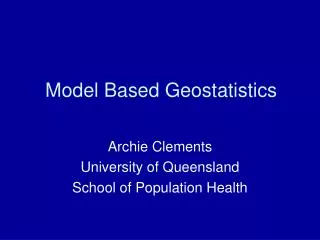 Model Based Geostatistics