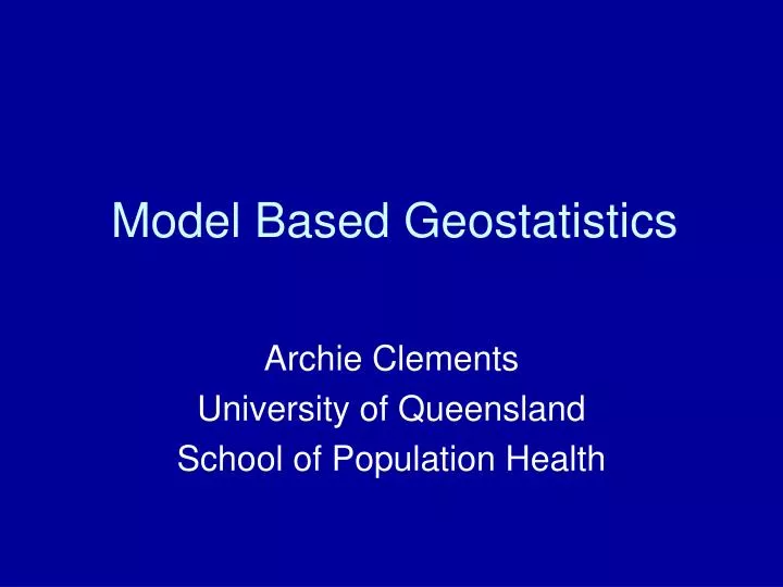 model based geostatistics