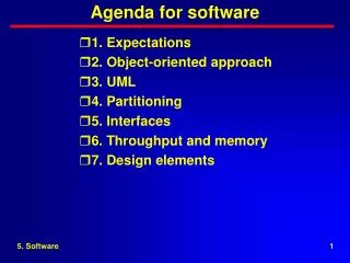 Agenda for software