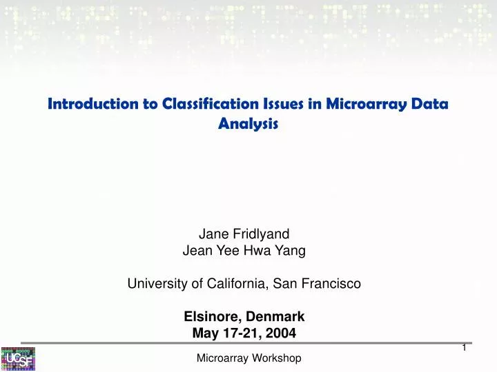 introduction to classification issues in microarray data analysis