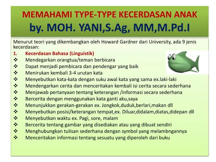 memahami type type kecerdasan anak by moh yani s ag mm m pd i