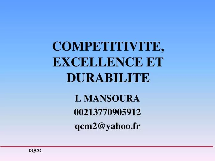 competitivite excellence et durabilite