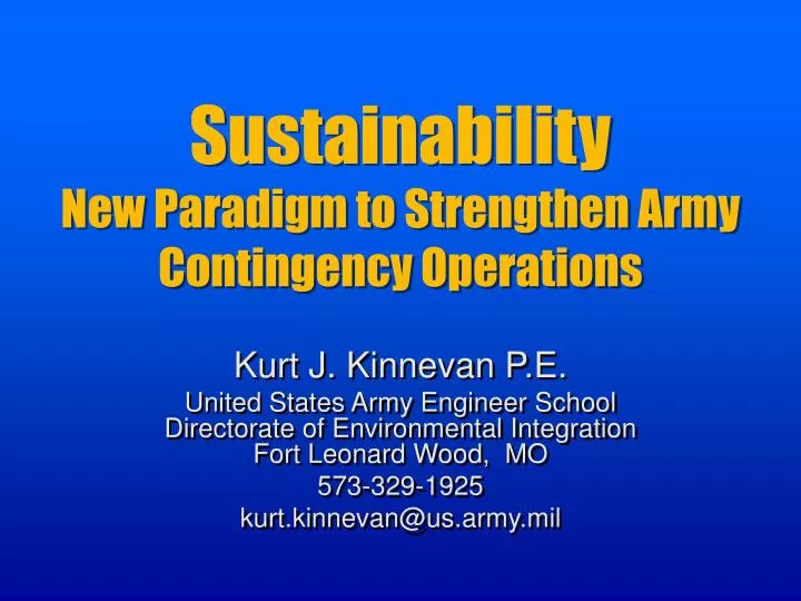 sustainability new paradigm to strengthen army contingency operations