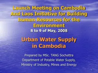 Urban Water Supply in Cambodia