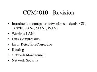 CCM4010 - Revision
