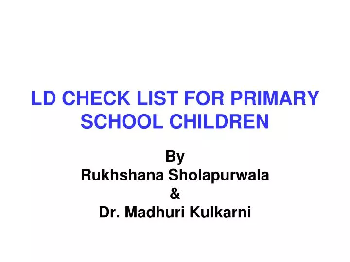 ld check list for primary school children