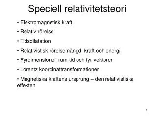 speciell relativitetsteori
