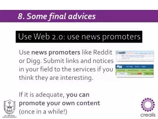 Use Web 2.0: use news promoters