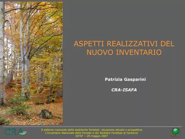 aspetti realizzativi del nuovo inventario patrizia gasparini cra isafa