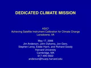 DEDICATED CLIMATE MISSION