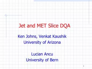 Jet and MET Slice DQA