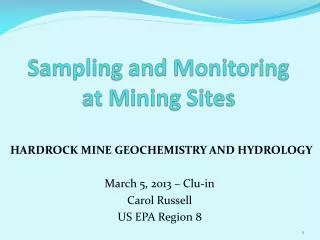 Sampling and Monitoring at Mining Sites