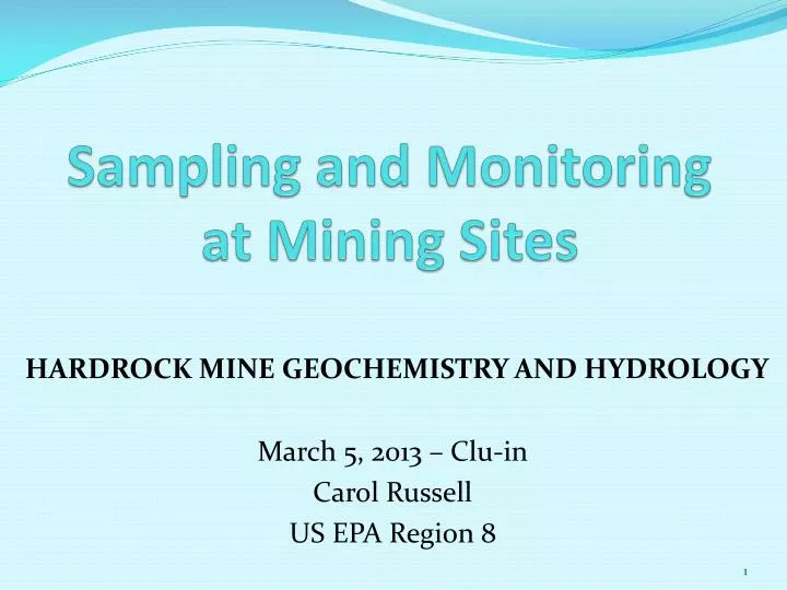 sampling and monitoring at mining sites