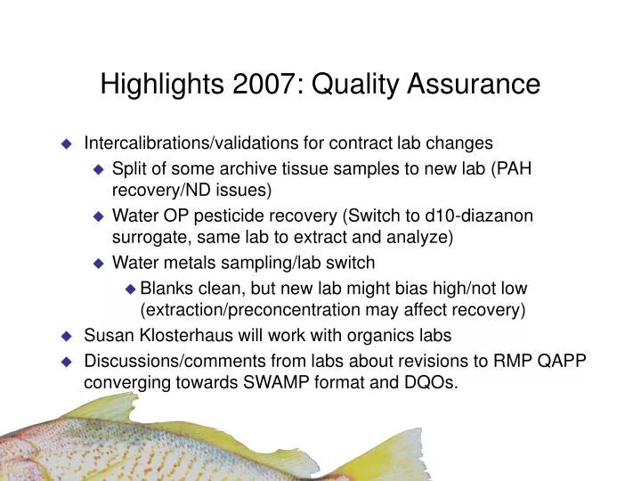highlights 2007 quality assurance