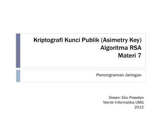 kriptografi kunci publik asimetry key algoritma rsa materi 7
