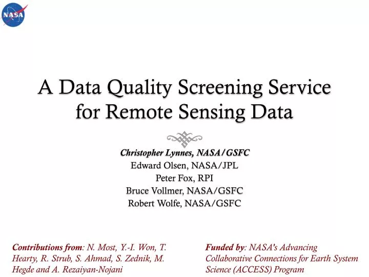 a data quality screening service for remote sensing data