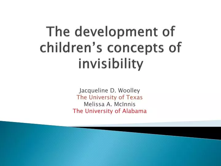 the development of children s concepts of invisibility