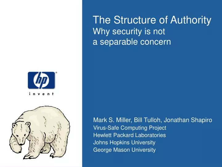 the structure of authority why security is not a separable concern