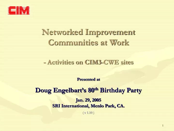 networked improvement communities at work activities on cim3 cwe sites