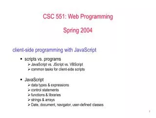 CSC 551: Web Programming Spring 2004