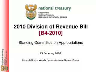 2010 Division of Revenue Bill [B4-2010]